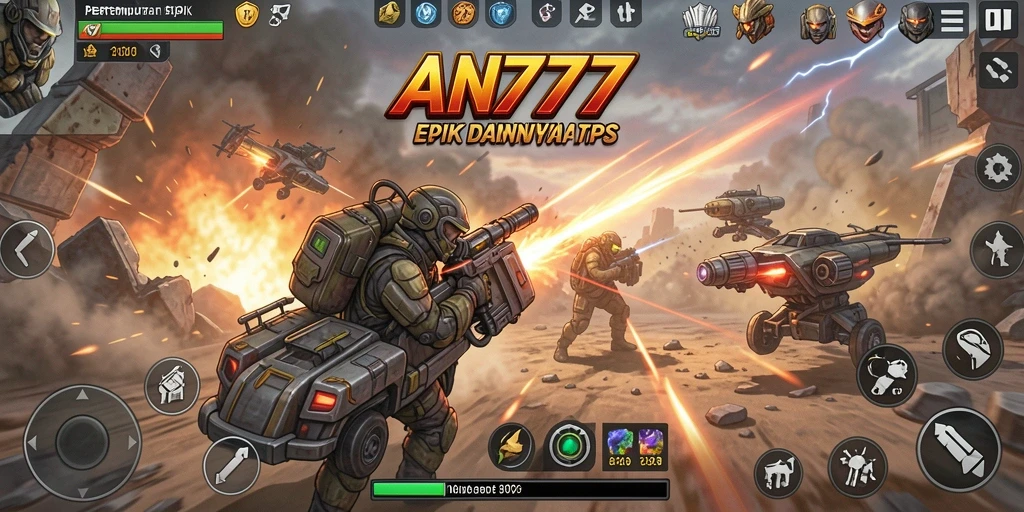 Screenshot AN777 menampilkan aksi tembak-menembak yang mendebarkan dalam game TPS.