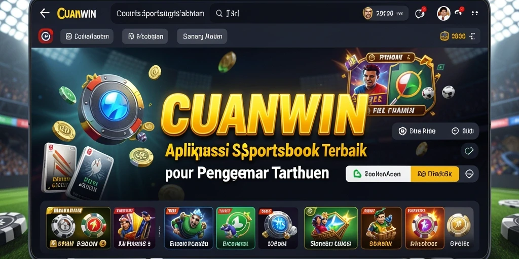 Screenshot utama CUANWIN menampilkan tampilan interaktif aplikasi Sportsbook.