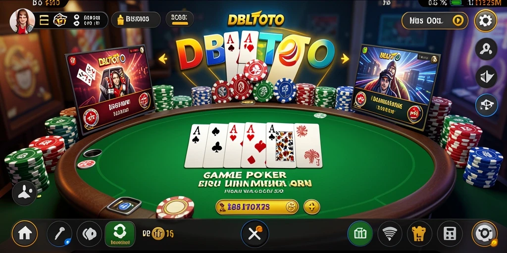 Tampilan seru gameplay poker di DBLTOTO yang mendebarkan.