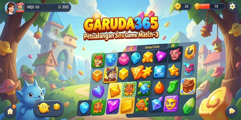 Tangkapan layar GARUDA365 menampilkan aksi seru dalam gameplay Match-3.