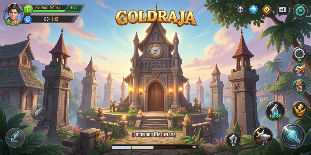 Screenshot menampilkan gameplay seru dalam GOLDRAJA Tower Defense.