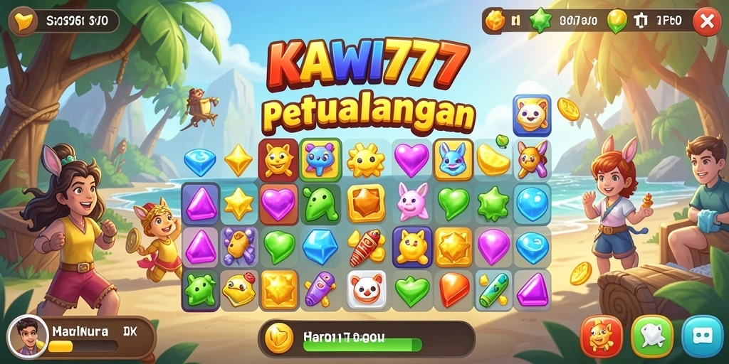 Tangkapan layar KAWI777 menunjukkan aksi seru dalam gameplay Match-3.