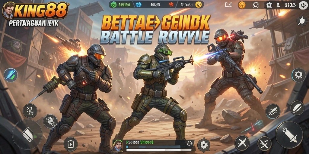 Tampilan gameplay KING88 yang mendebarkan dalam pertempuran Battle Royale.