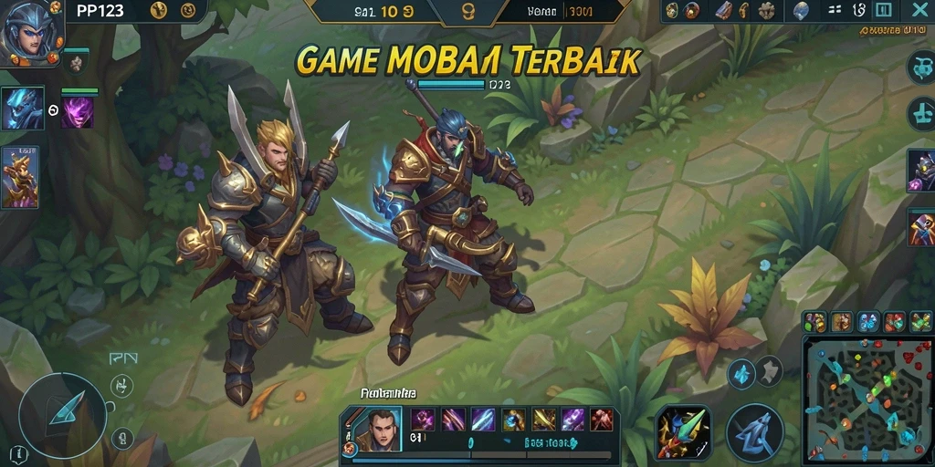 Screenshot menunjukkan aksi pertarungan seru dalam permainan MOBA PP123.