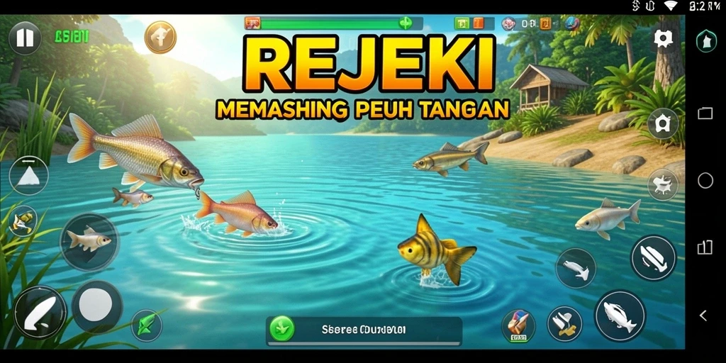 Screenshot gameplay REJEKI yang menunjukkan pengalaman memancing yang menarik.