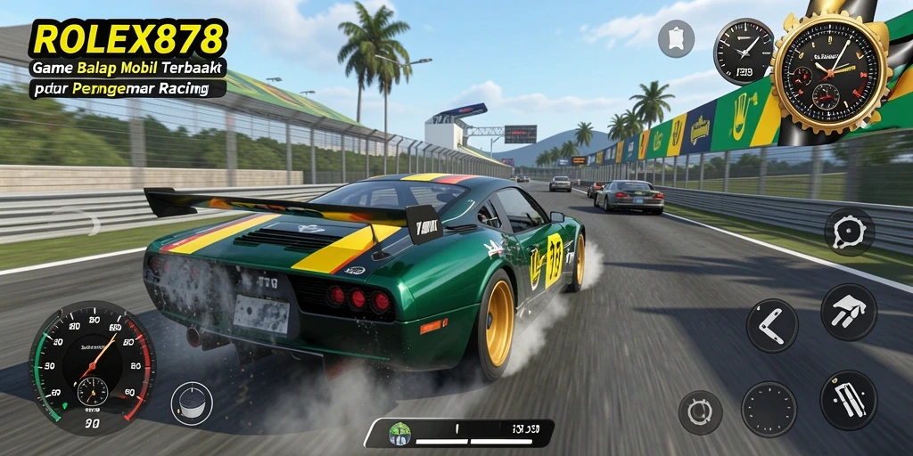 Tampilan gameplay seru balap mobil di ROLEX878 yang menegangkan.