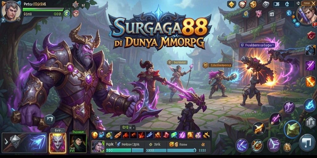 Screenshot utama SURGA88 menampilkan aksi pertempuran epik di dunia MMORPG.